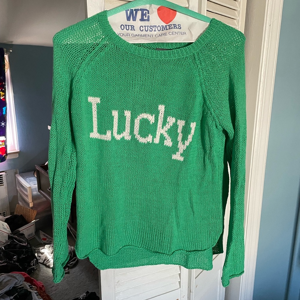 Wooden ships St. Patrick’s Day Lucky Green Knit Sweater